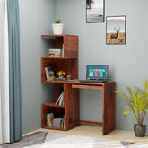 Revista Solid Sheesham Wood Study Table With Bookshelf (Natural Finish)